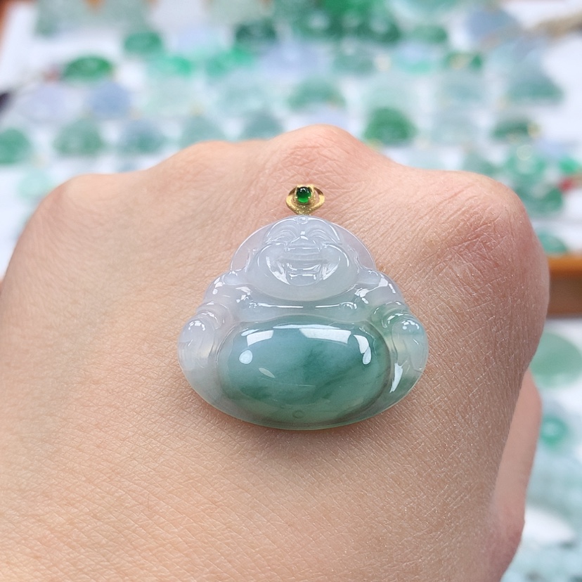 【闪购商品】翡翠吊坠(赠链)18K金镶嵌