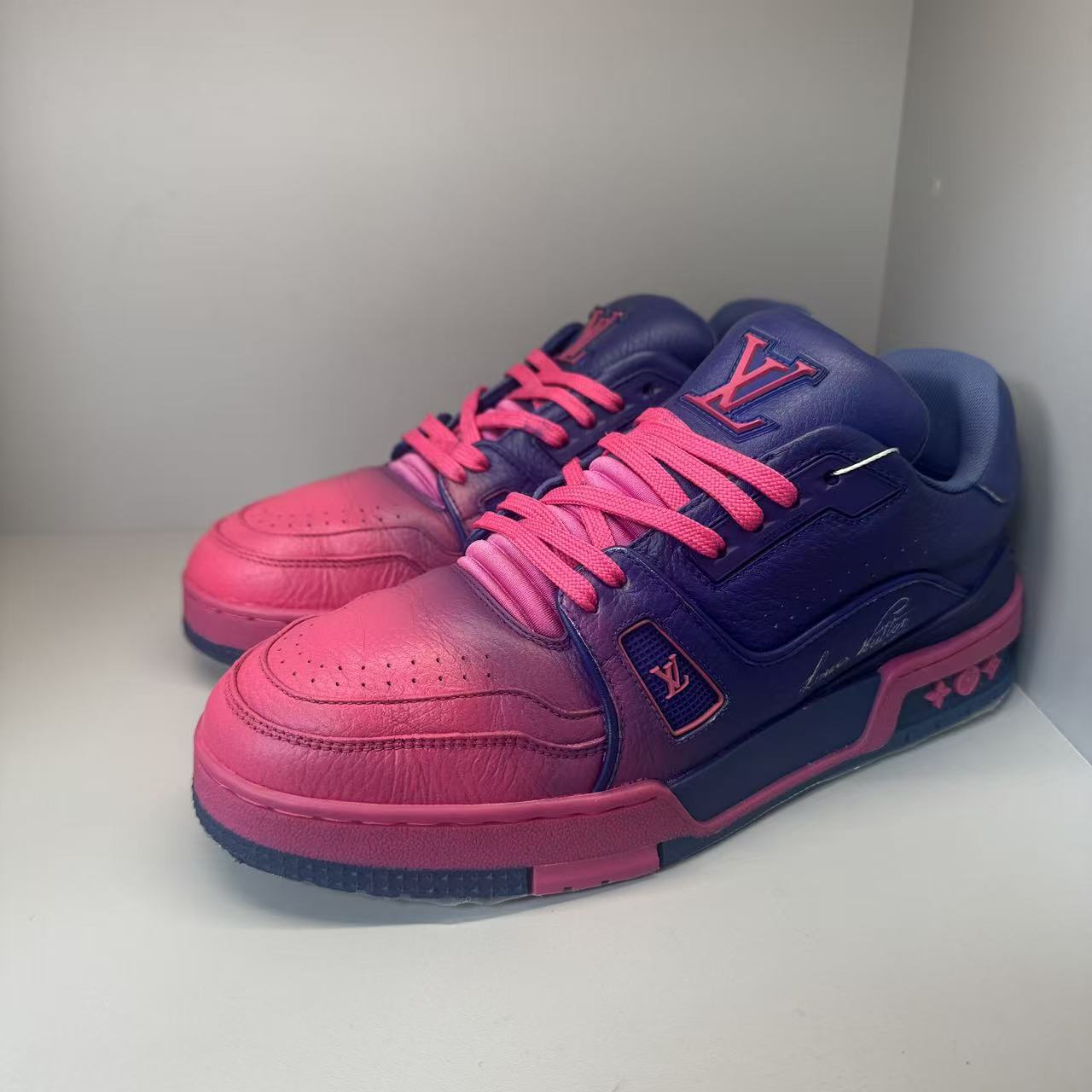 90新 LouisVuitton/路易威登 紫粉色trainer板鞋 40.5欧 ddm2977