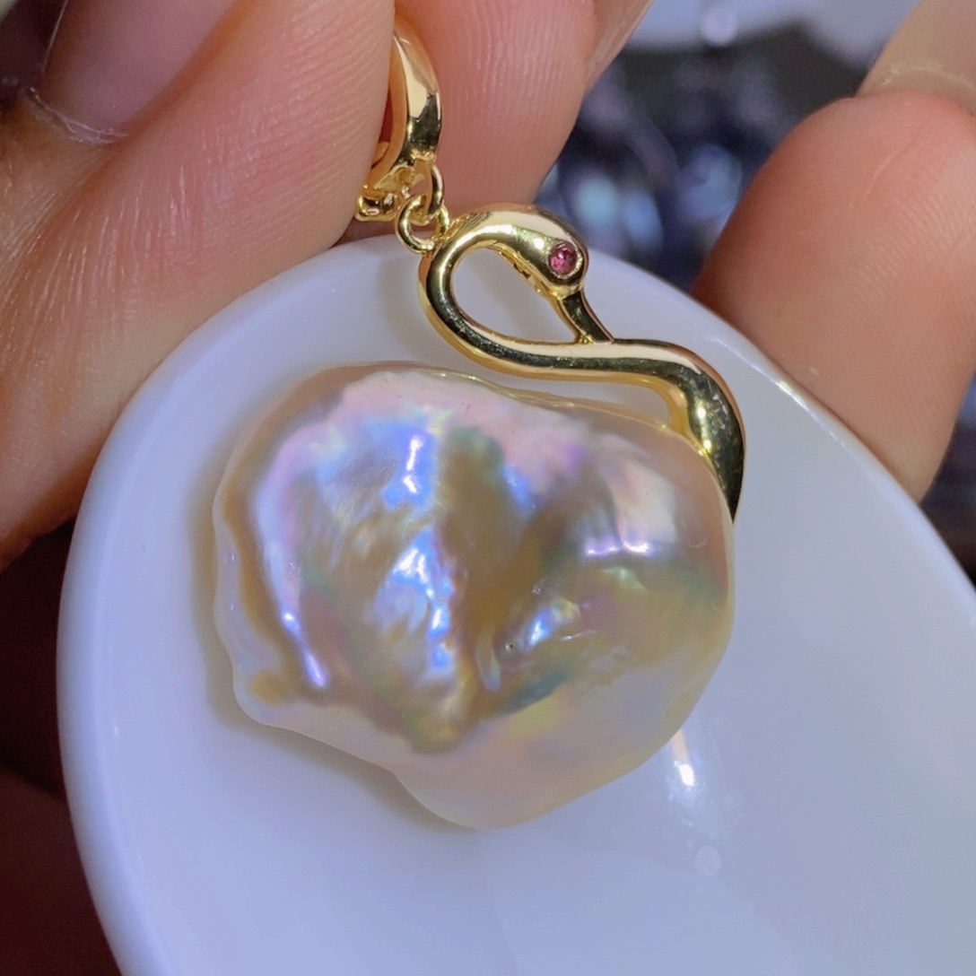 银S925镶嵌天然淡水珍珠淡水珍珠