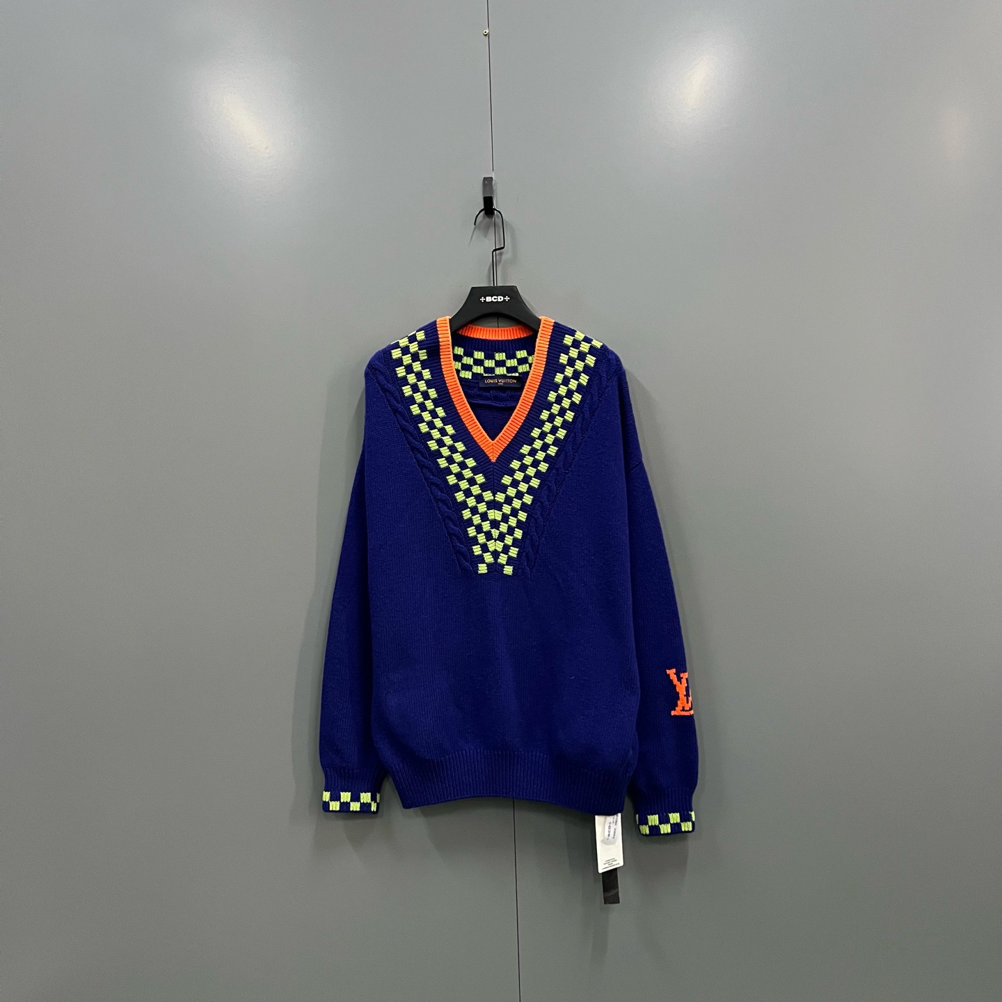 95新 LouisVuitton/路易威登 楠21 领格子羊毛针织衫 L码/018244