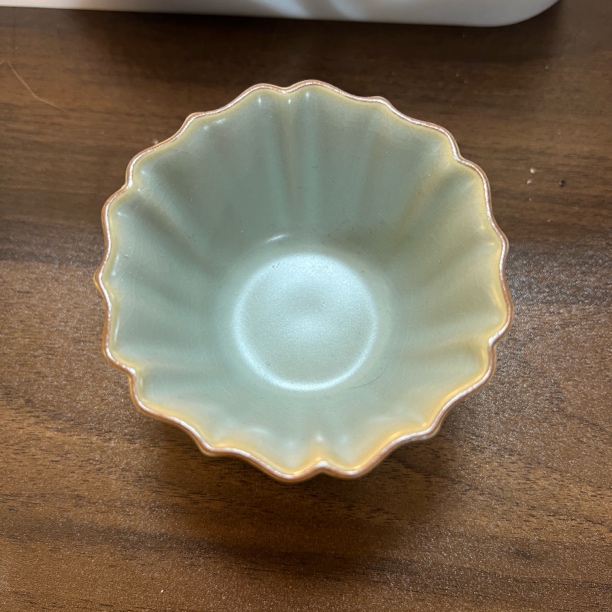 微瑕！天青汝窑六瓣杯1杯子男士专用泡茶小茶杯个人主人茶杯单个