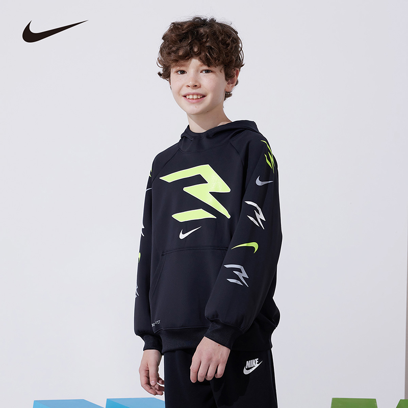 【童装官方】NIKE 3BRAND男童卫衣秋季新款运动上衣连帽卫衣0585