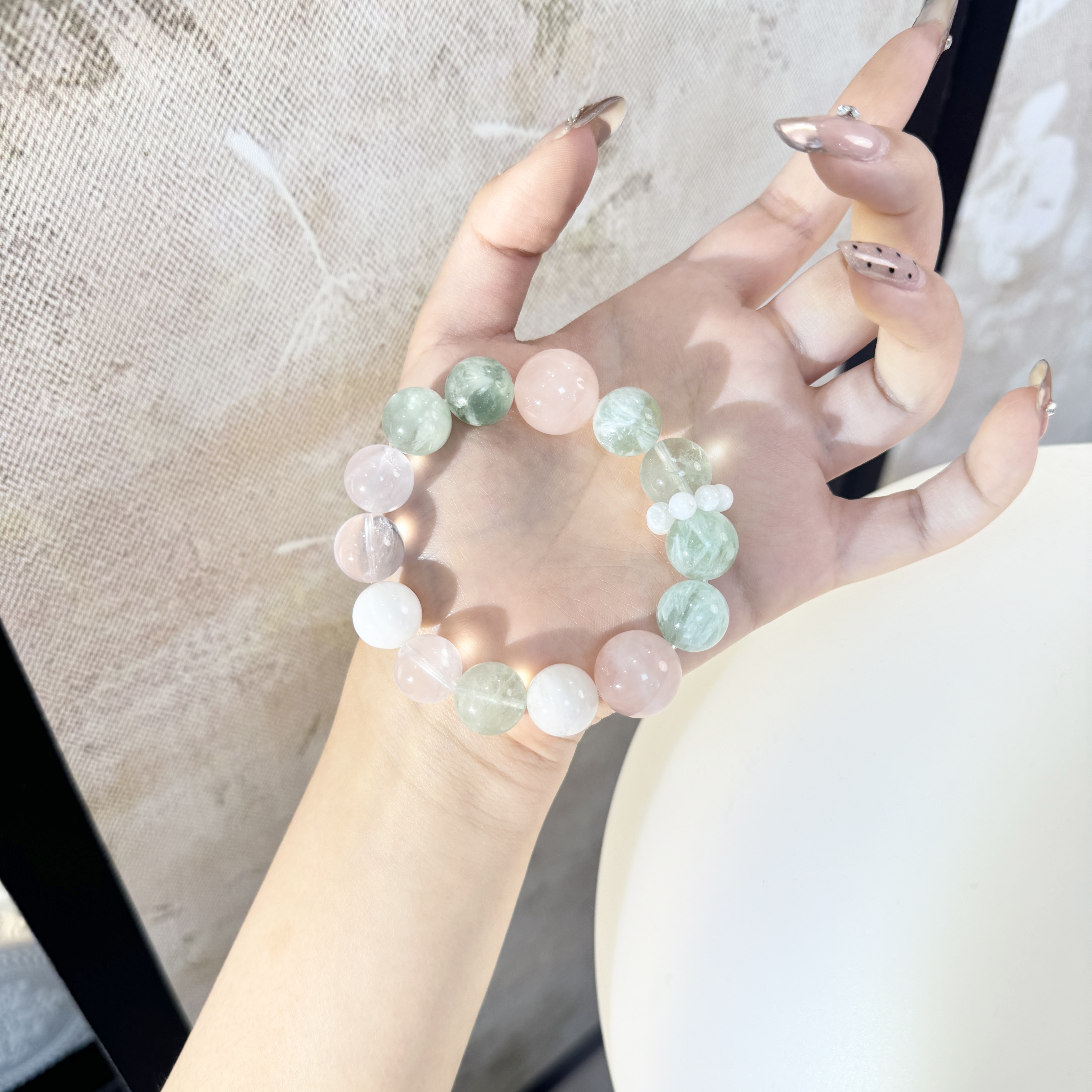 YYZ344C*水晶甜酿*天然水晶萤石手串K2-2