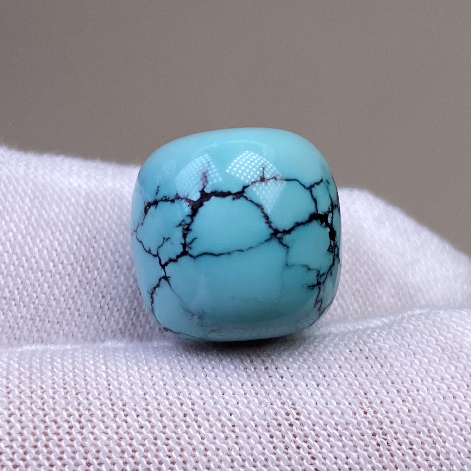 绿松石老型珠水草纹老型高瓷绿料无白无沙眼玉化料