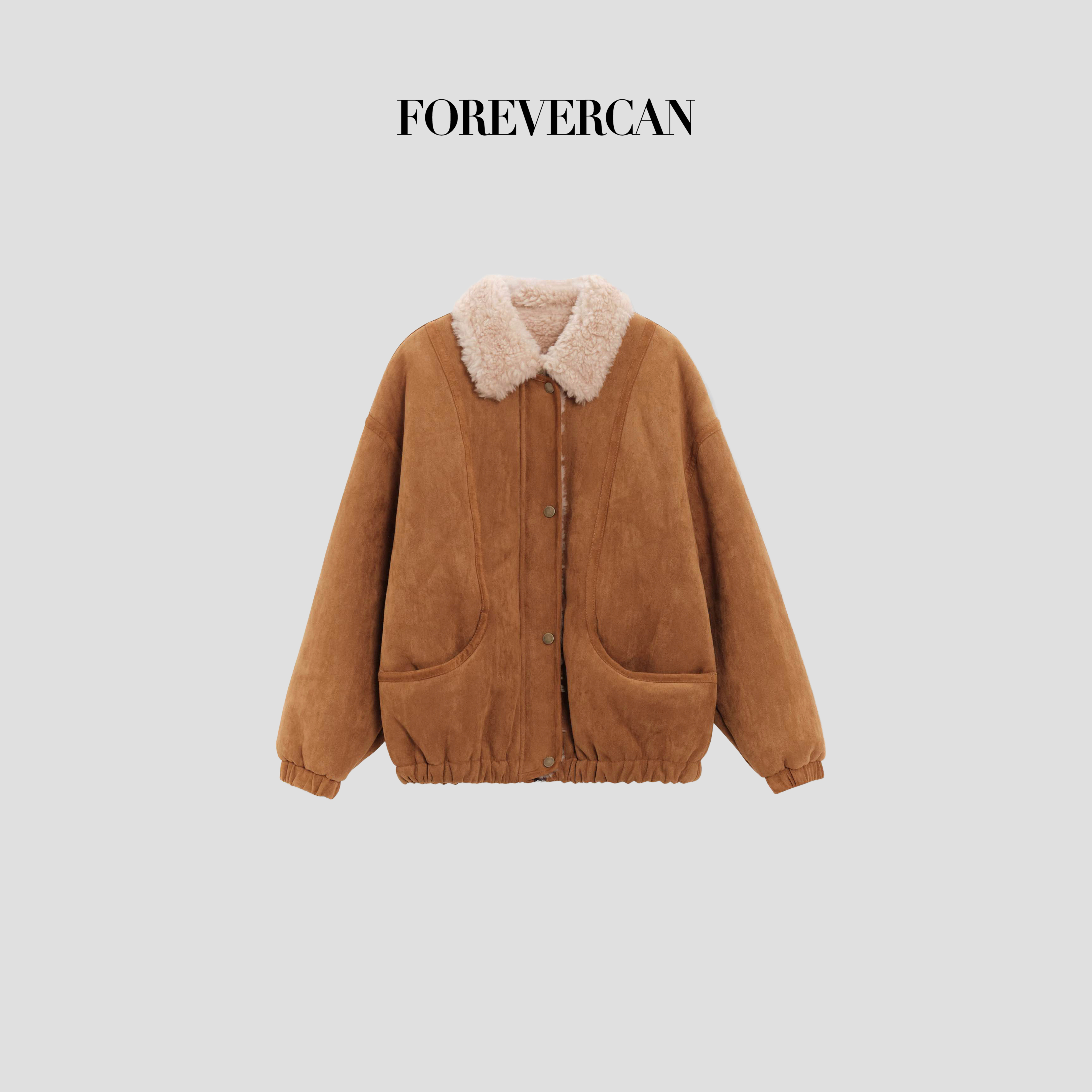 FOREVERCAN“洛杉矶”复古100进口绵羊毛翻领夹克外套 SC22397