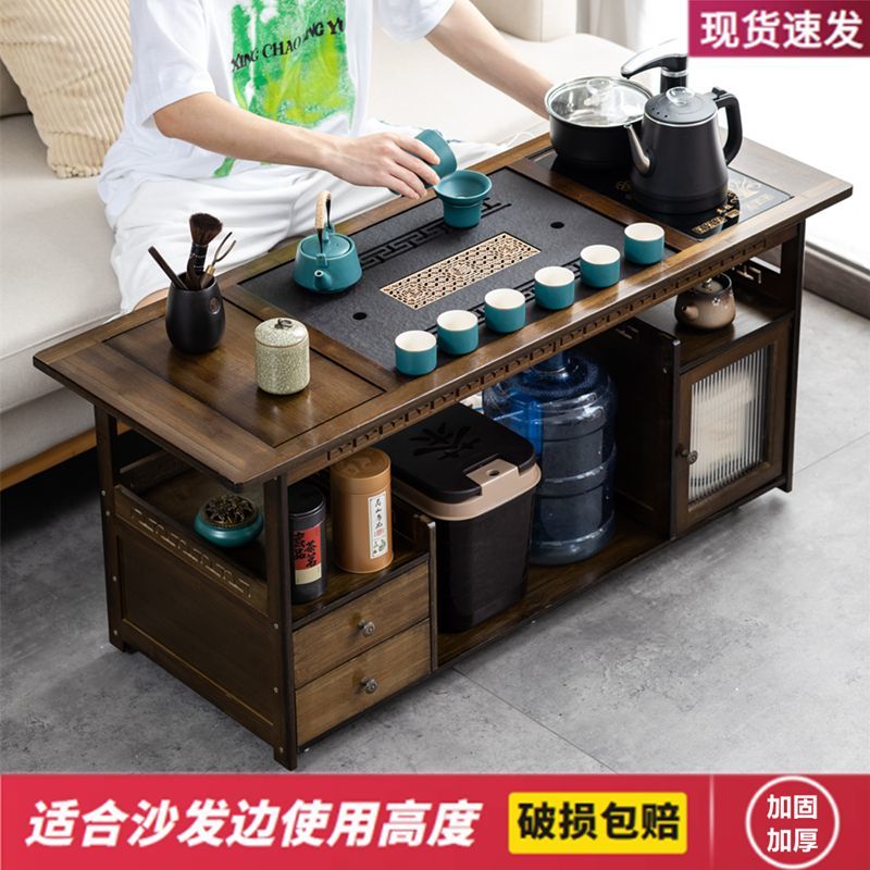 新疆包邮带轮移动家用茶桌茶台烧水壶一体客厅小茶几桌实木小茶车