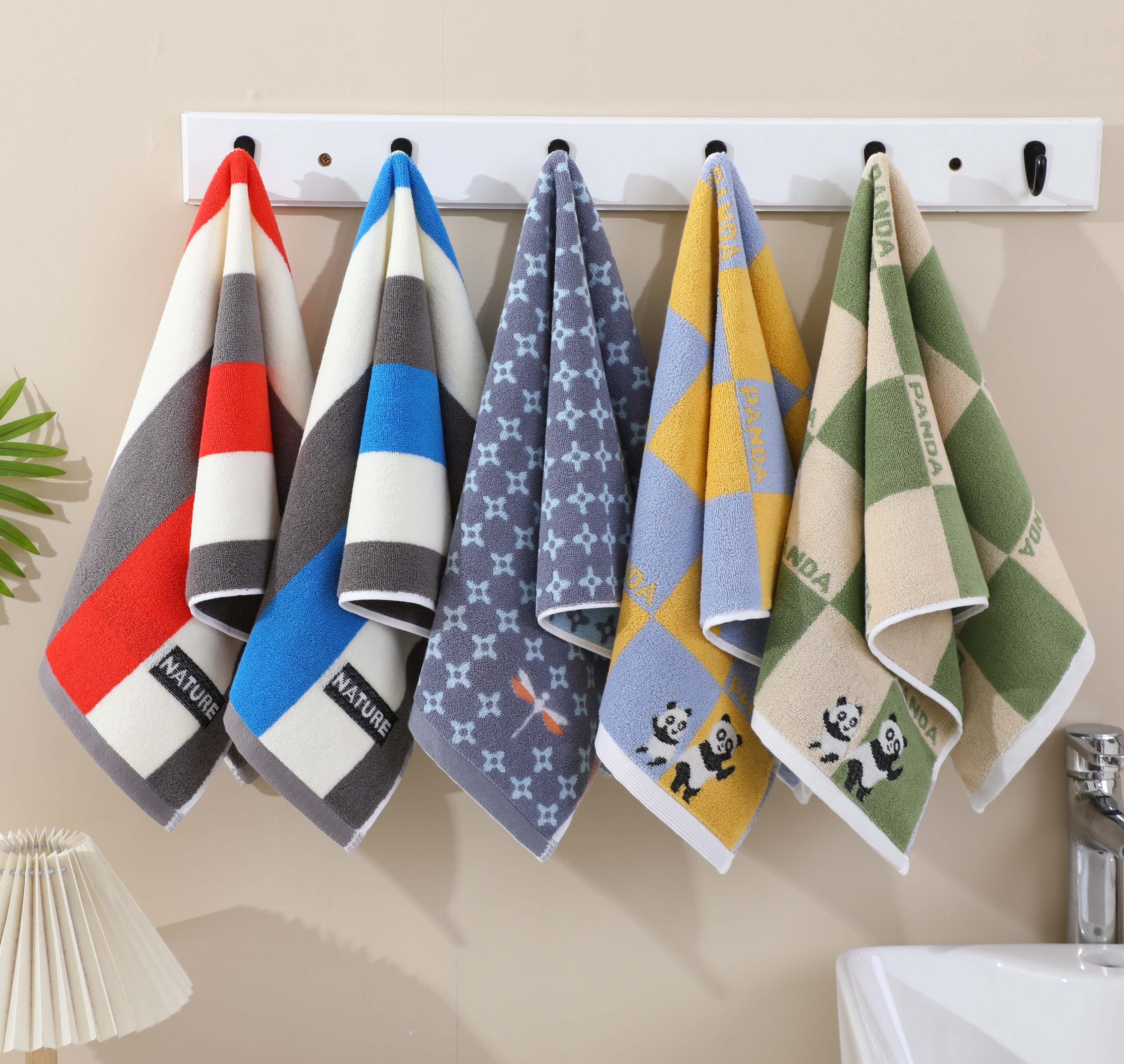 【5条装】华夏梦纯棉成人家用毛巾柔软吸水加厚洗脸巾不掉毛情侣