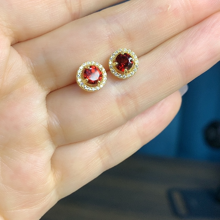 石榴石戒指银S925镶嵌纯天然