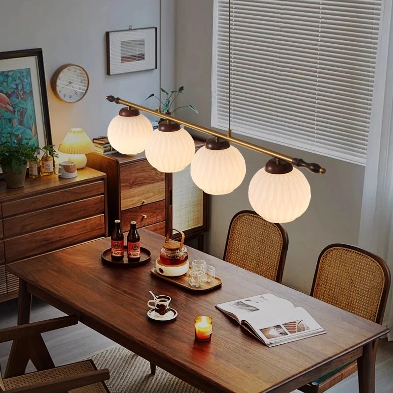 客厅餐厅吊灯家用长条灯美式复古侘寂风长方形岛吧台大气茶室灯