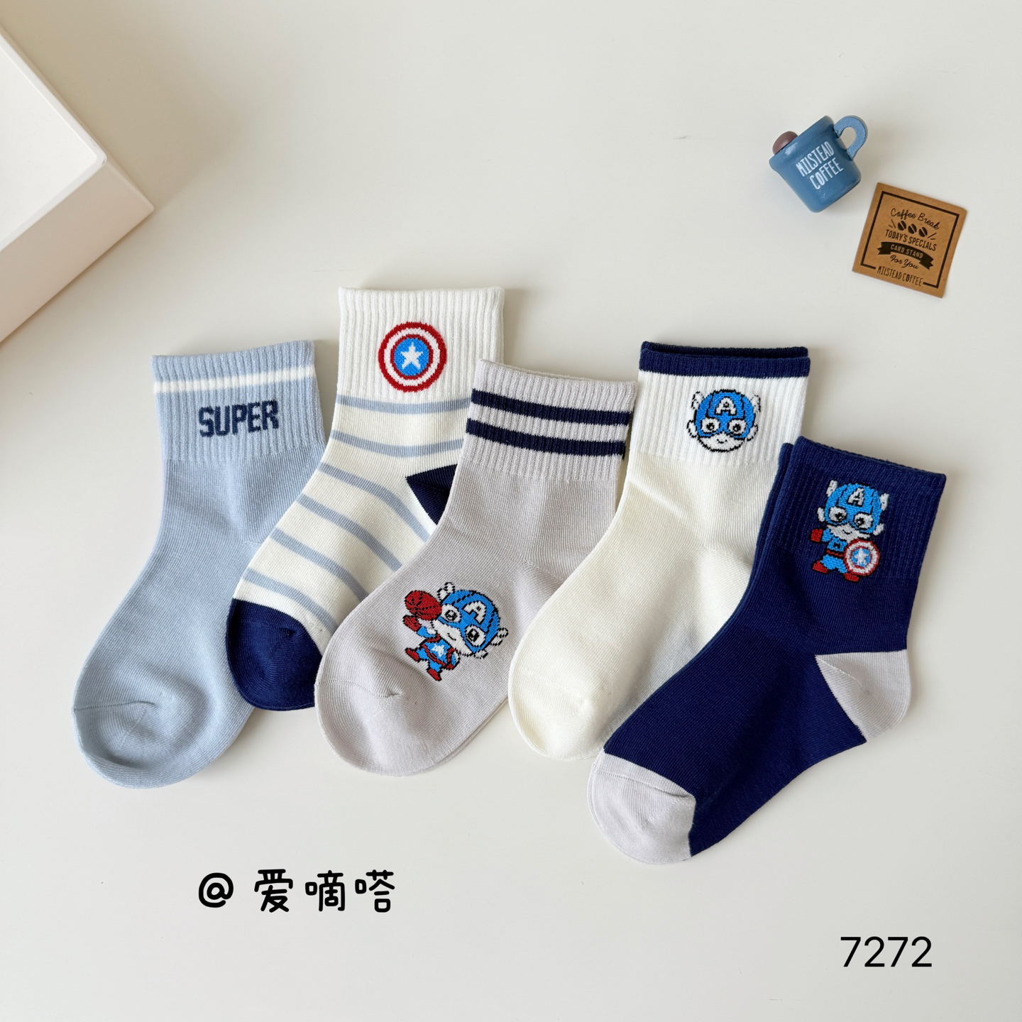 爱嘀嗒7272儿童袜子男童秋冬卡通运动精梳棉中筒新款