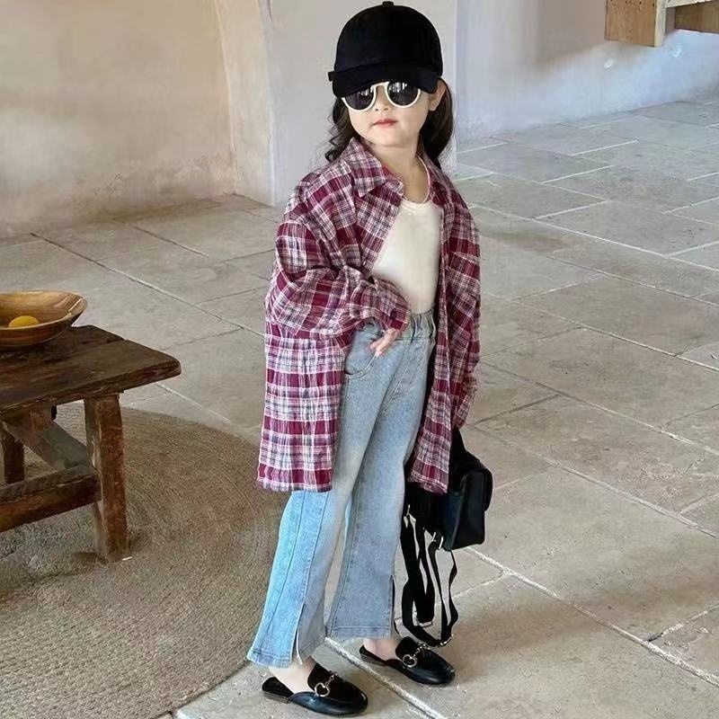 儿童2025夏季新款时尚百搭格子衬衫B2585