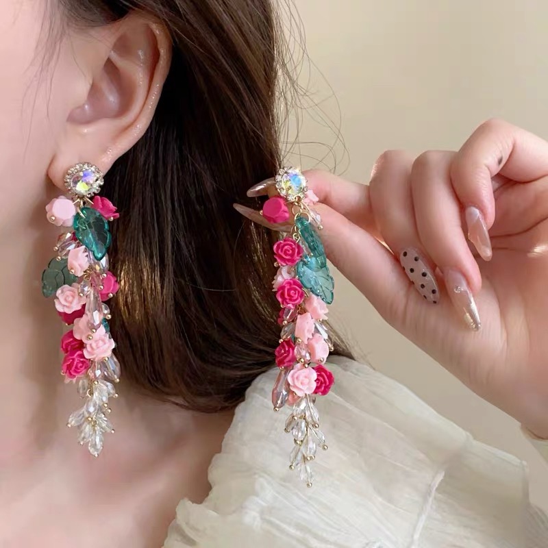 铜合金耳饰 时尚高级感复古手工重工流苏耳饰耳环新款轻奢长款