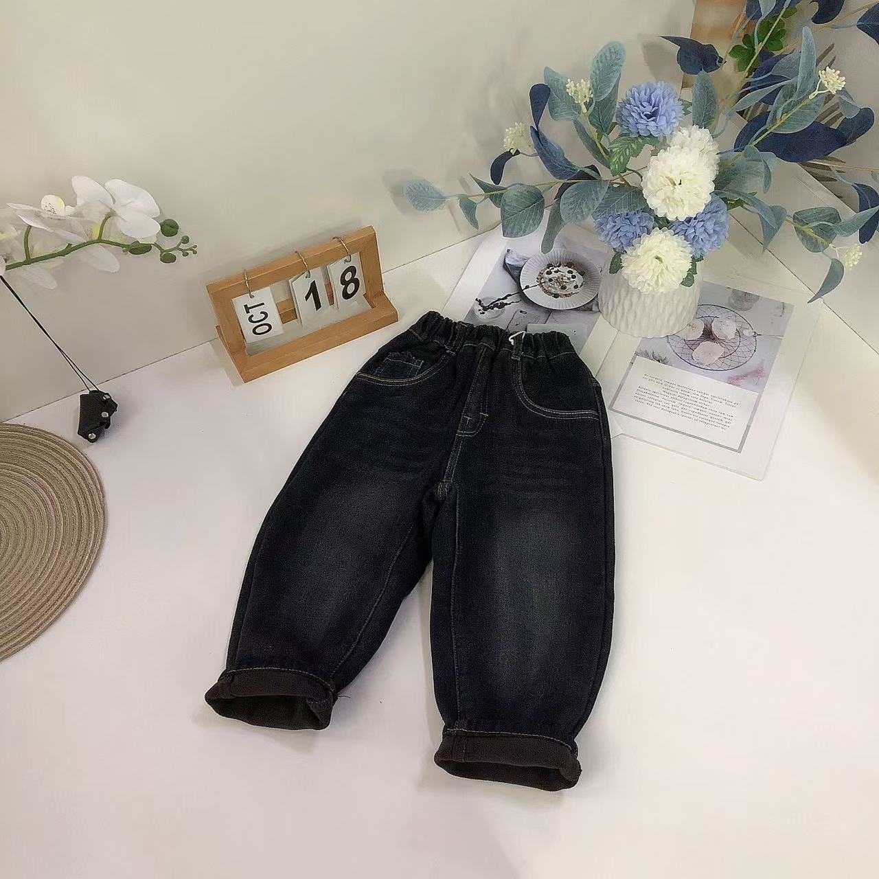 B055儿童新款加绒牛仔裤8807