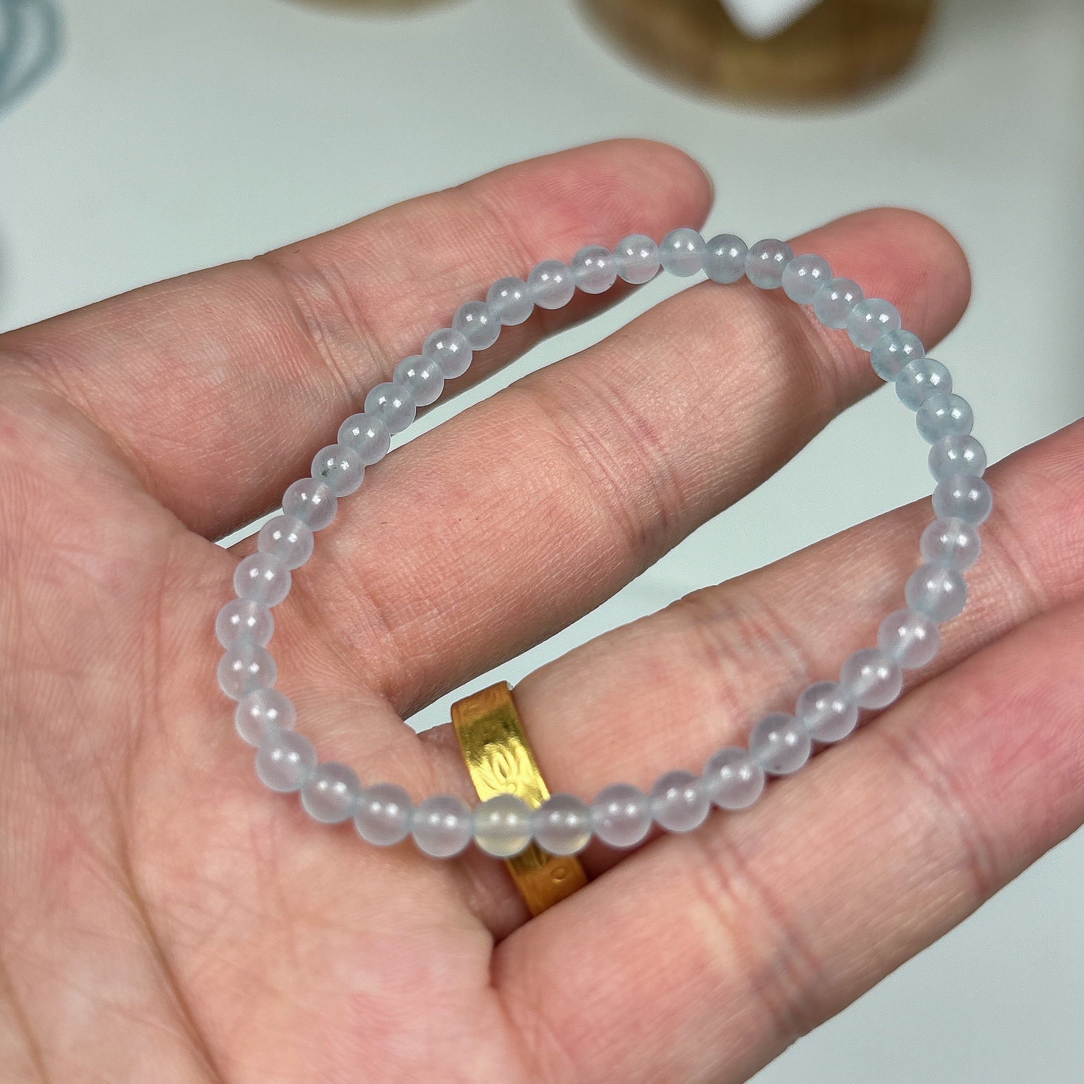 卡4缅料白冰小米珠圆珠手串-多样性发一条