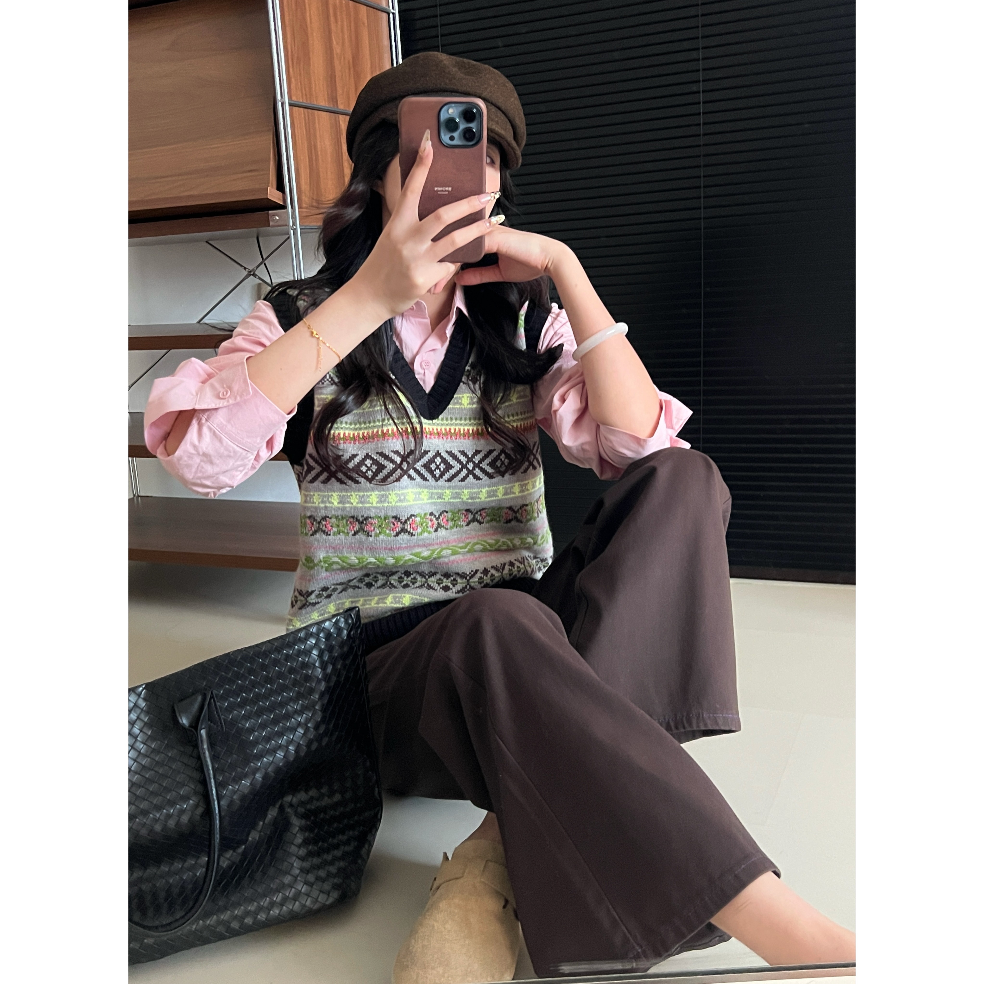 甜粿妹妹港风穿搭Polo领衬衣女款爆款秋季宽松显瘦独特漂亮衬衫