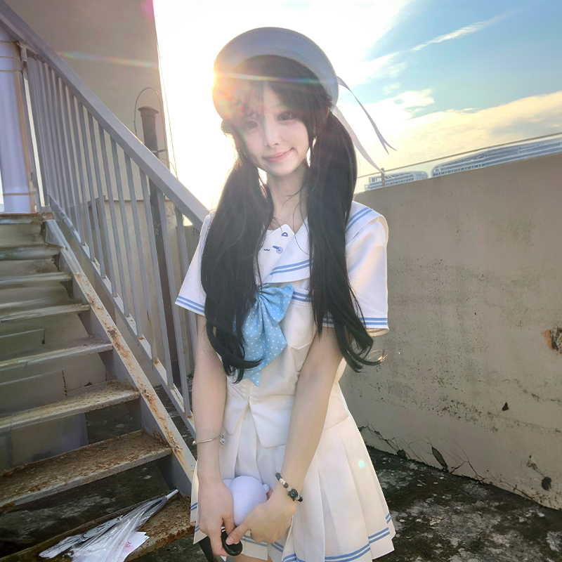 甜嗑【甜喵日记】原创正版jk制服水手服收腰短袖日系学院风甜妹套装