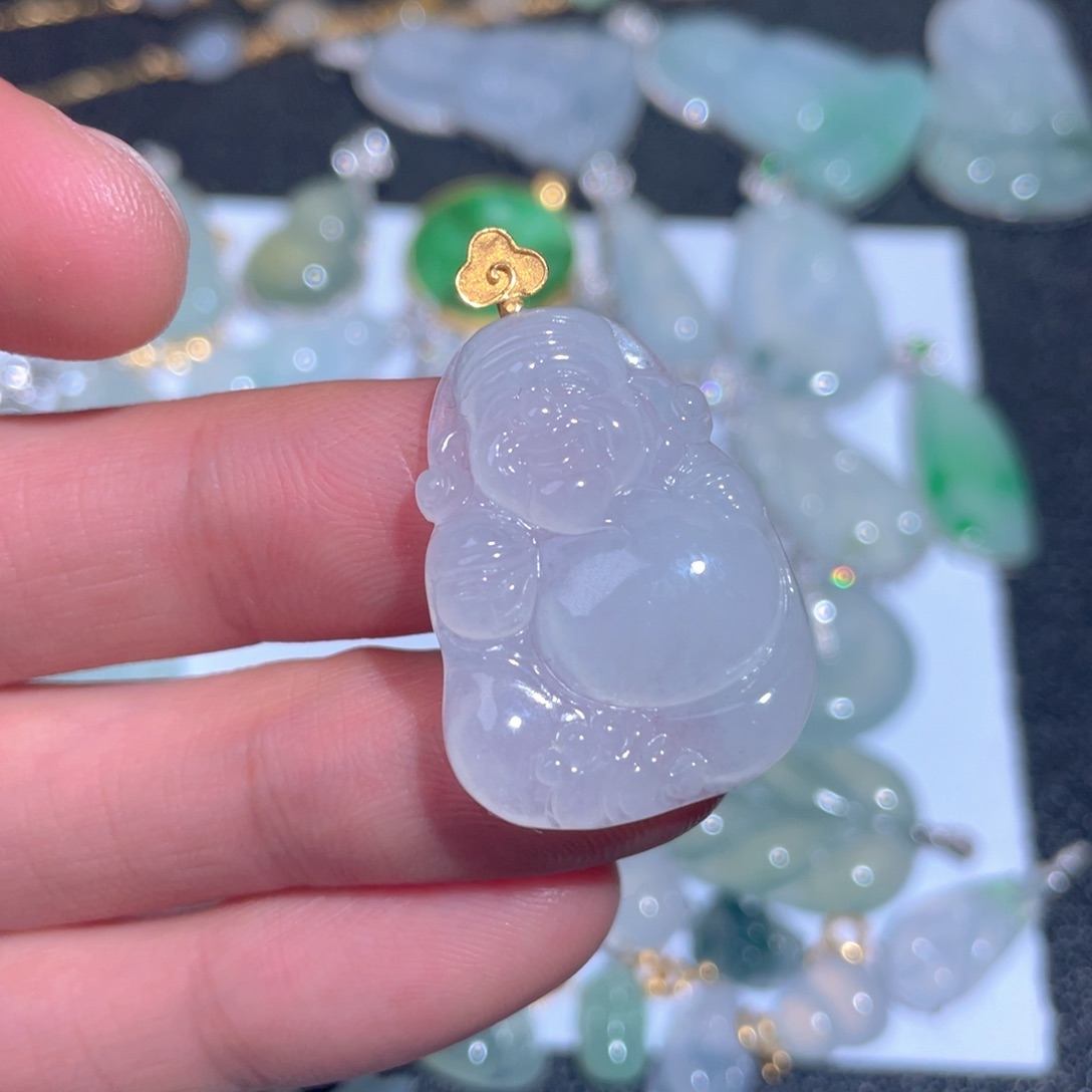 翡翠颈饰18K金镶嵌翡翠