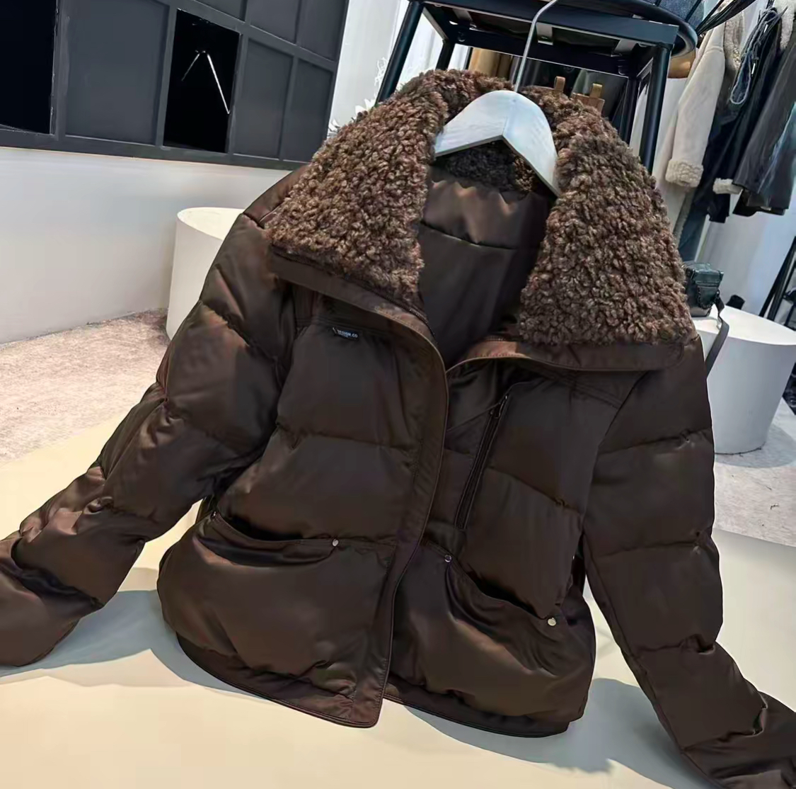 冬款翻毛领棉服外套一件过冬百搭保暖休闲韩系女款1130