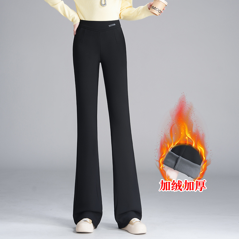 外穿加厚加绒气质微喇裤女高腰垂感秋冬时髦新款显瘦休闲长裤子