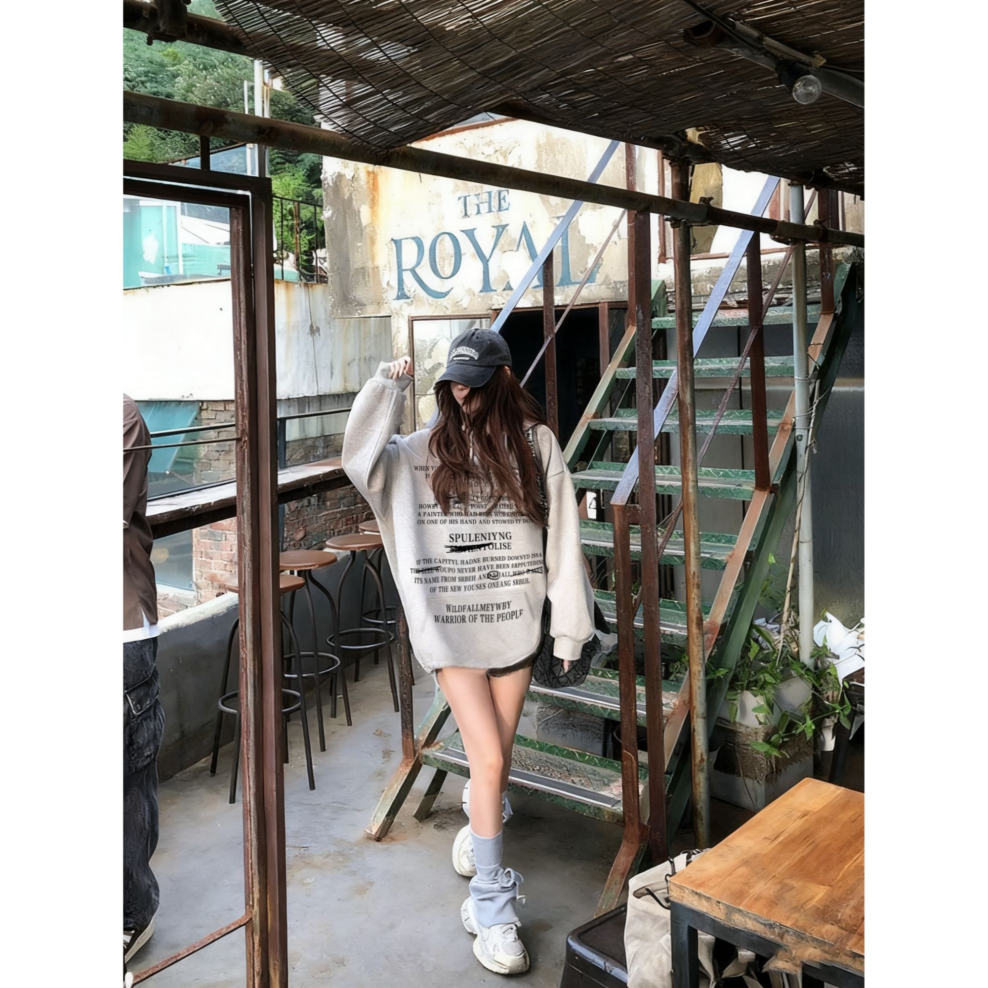 新款美式复古连帽卫衣男女秋冬新款宽松休闲慵懒风情侣款上衣潮 