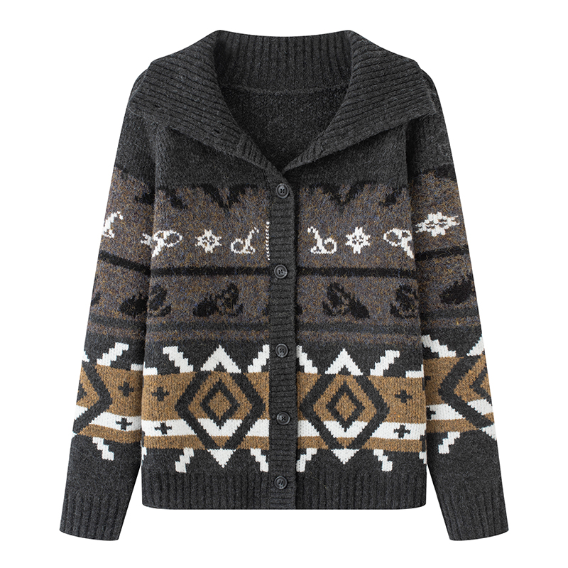 MM商场同款针织毛针织衫高领时尚菱格毛衣半高领套头宽松秋冬3591