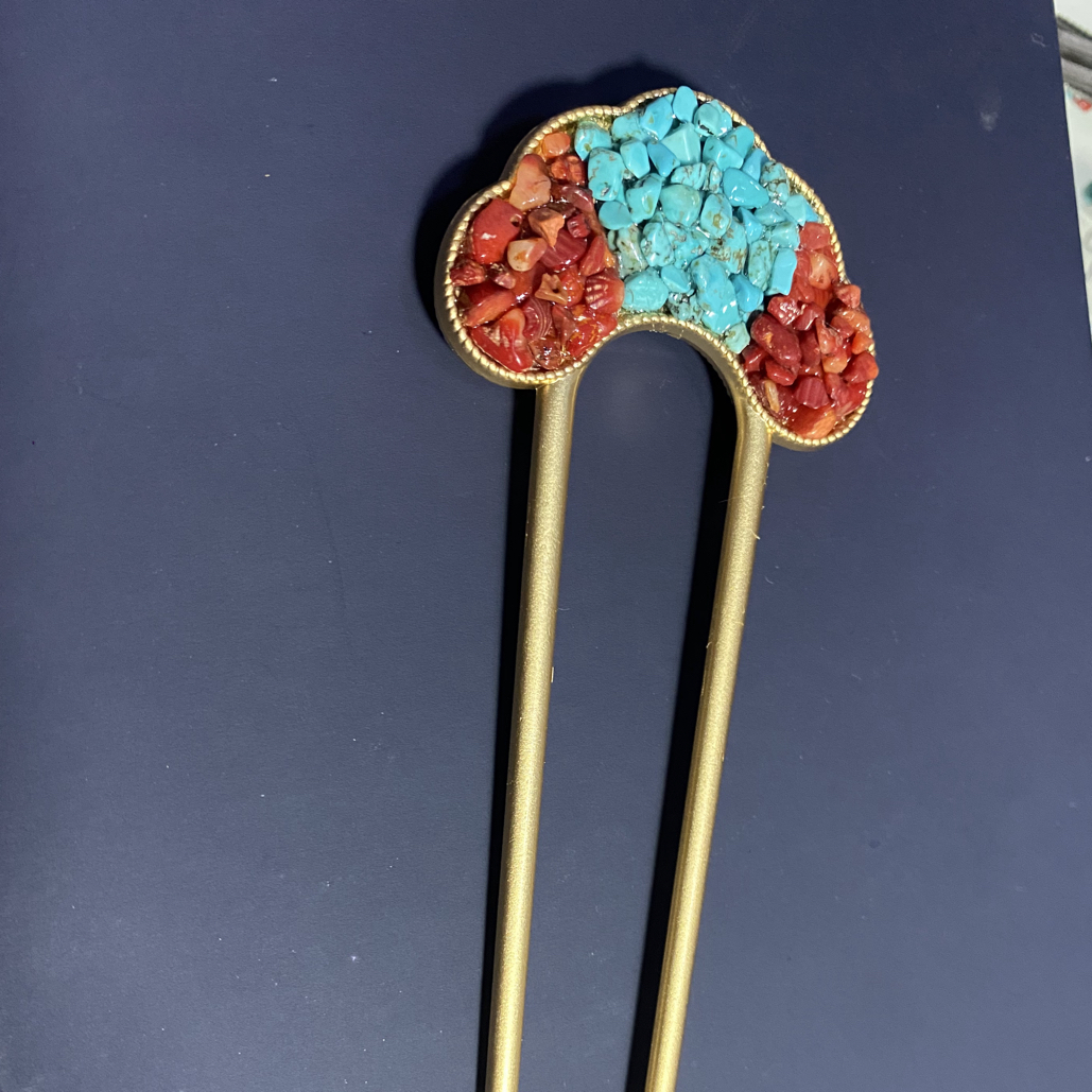 藏式复古风格宋锦手工diy发簪盘发饰品