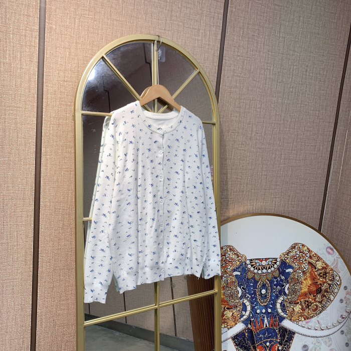 BS732孕妇白色碎花针织开衫90-140