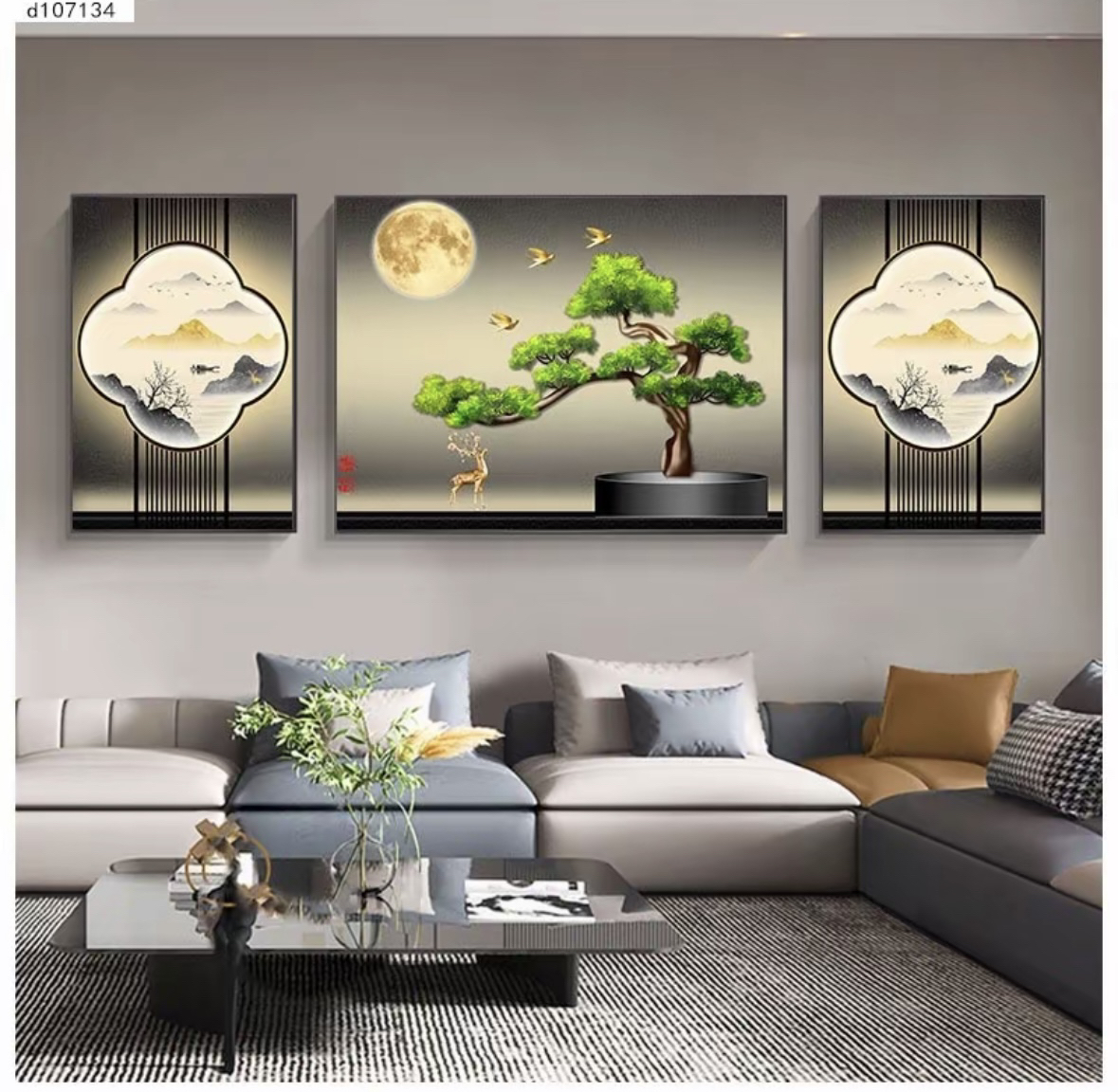 (新疆包邮)S06新中式中式客厅背景墙装饰画高档大气靠山图