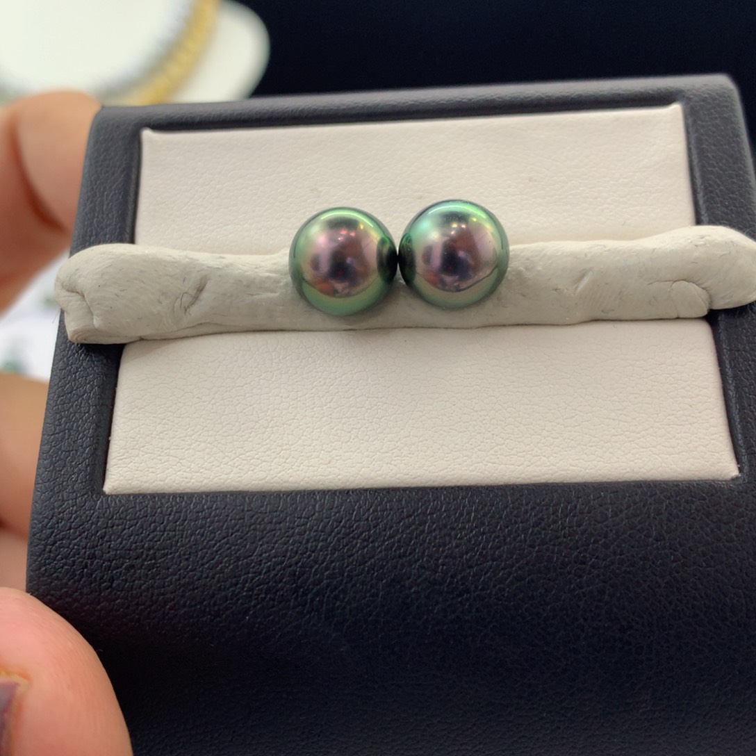 未镶嵌裸珠定制海水珍珠极光绿皮红心9.3 9.4mm