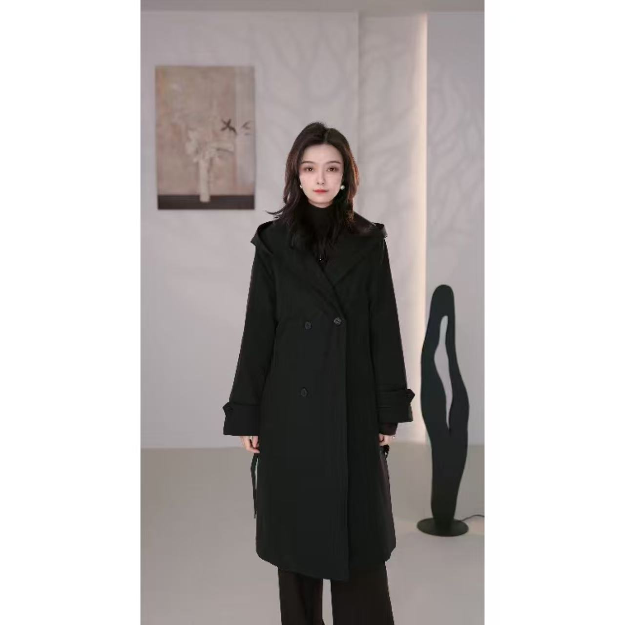 妥妥同款25冬季新品黑色气质加绒加厚鹅绒服JD1D0316