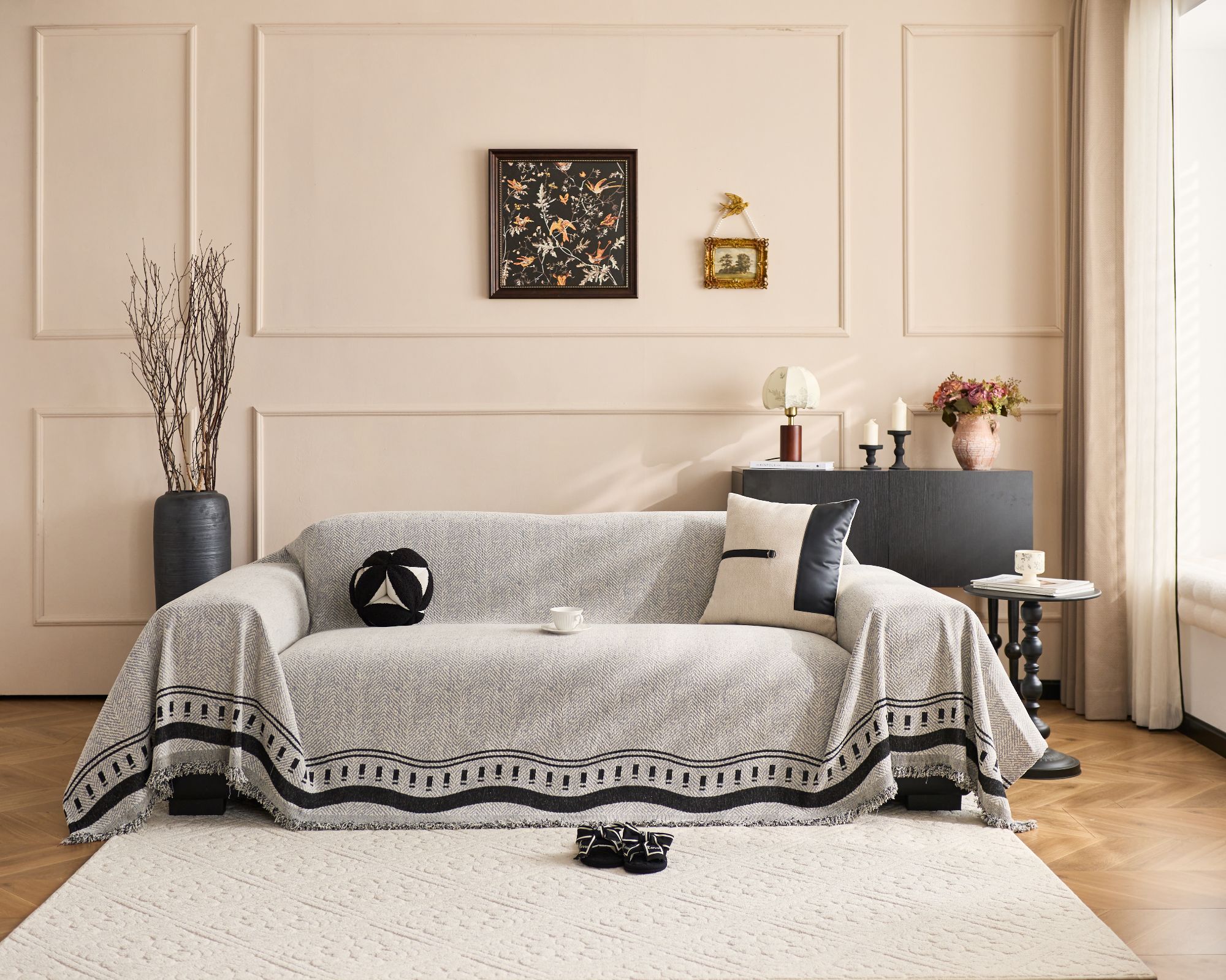 【璀璨挽颜】2025简约轻奢高级感雪尼尔防滑耐磨网红双面防滑沙发巾