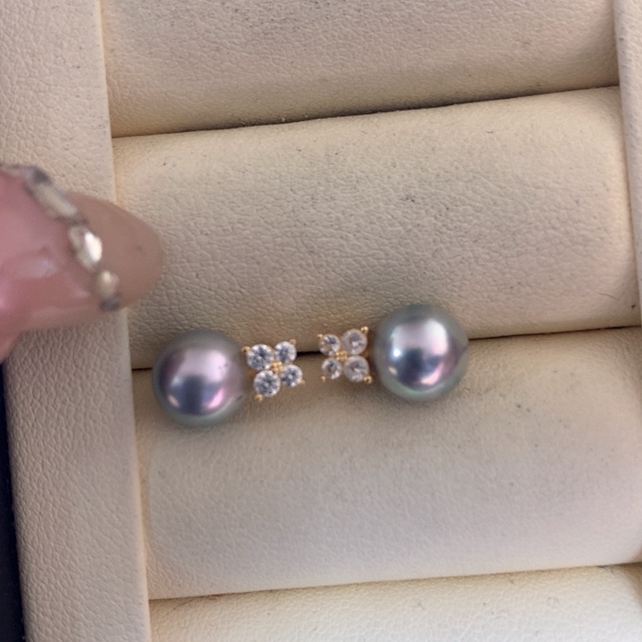 银S925镶嵌耳饰海水珍珠