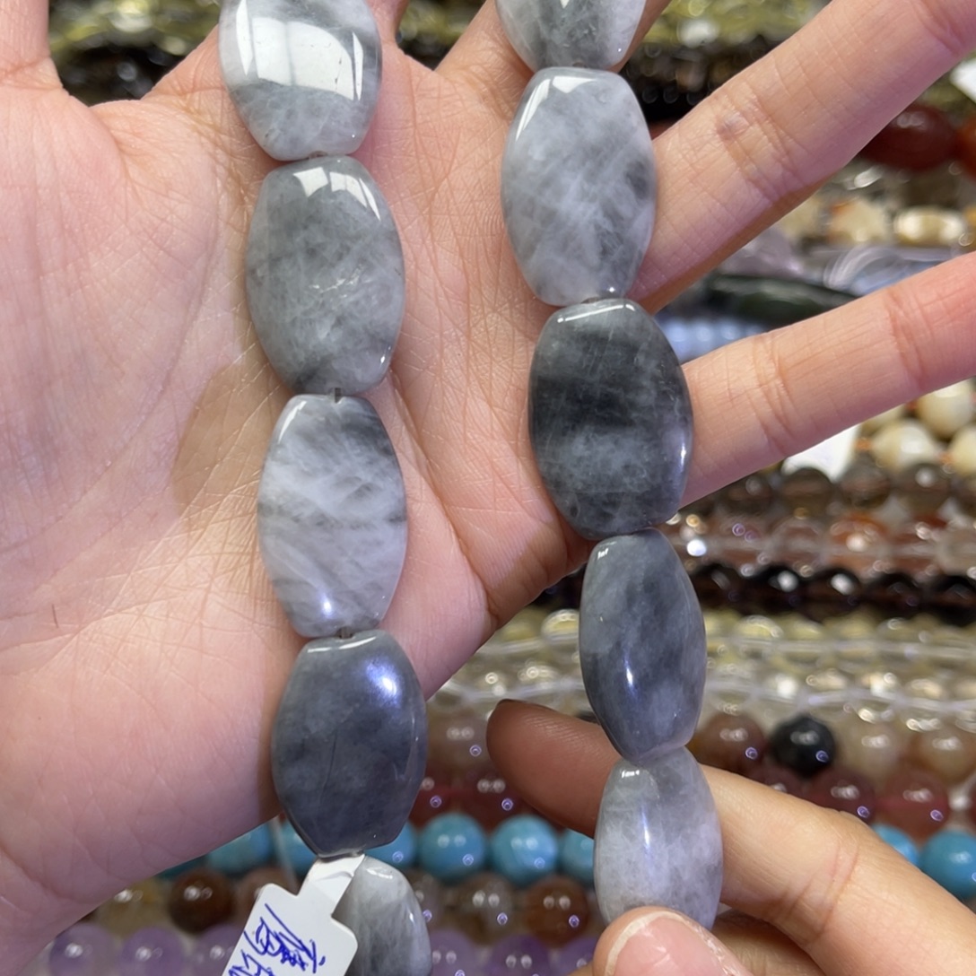 玛瑙/玉髓散珠天然鹰眼石卡18✖️25长条38厘米