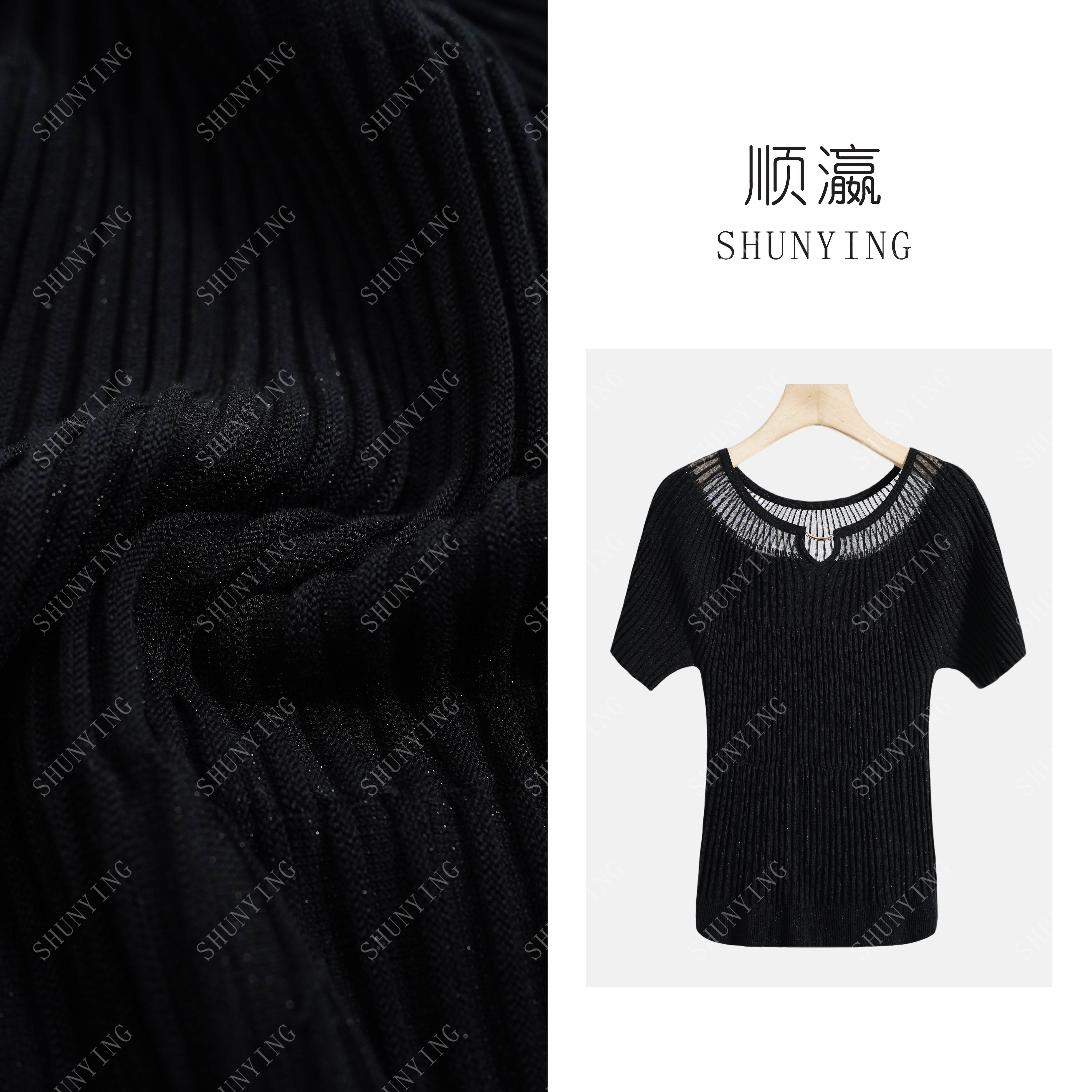 【仟娜】减龄又大方~高级感时尚修身百搭镂空针织短袖SY72T269