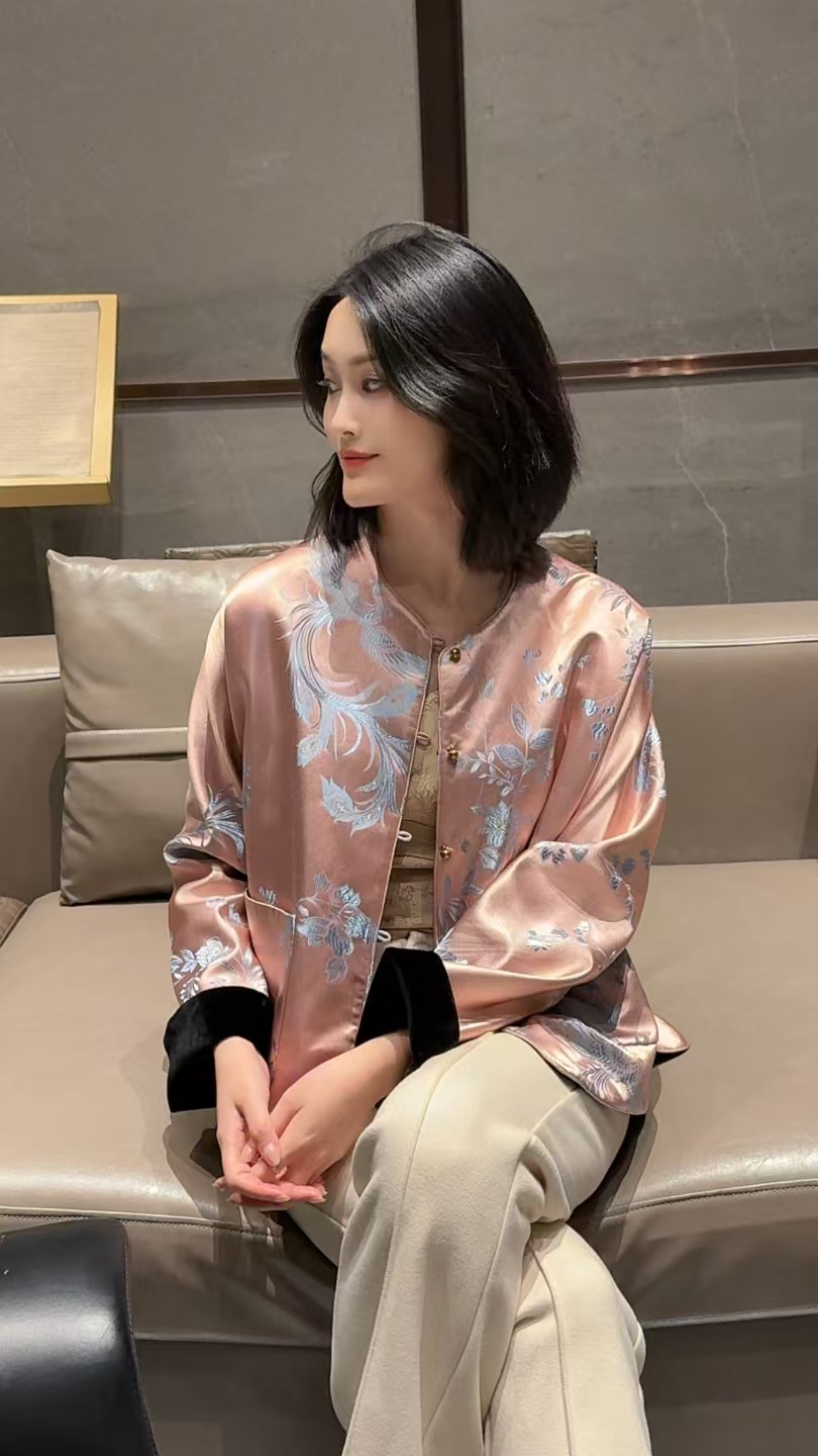 【风雪夜归人】新中式桑蚕丝丝绒提花老缎双面穿外套国风秋冬加厚