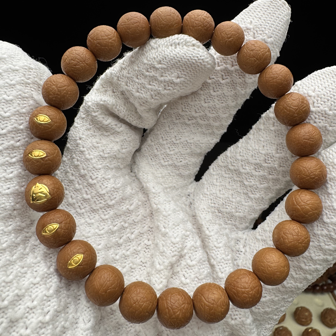 【择物】肌理纹圆珠纯手工雕刻精工猴头手串核桃文玩