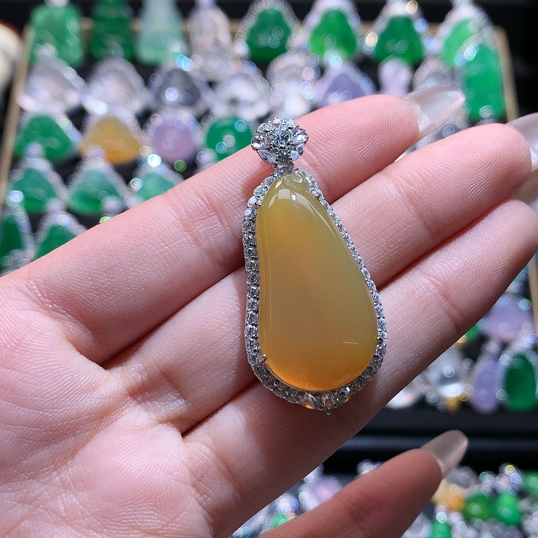 玛瑙/玉髓颈饰银S925镶嵌