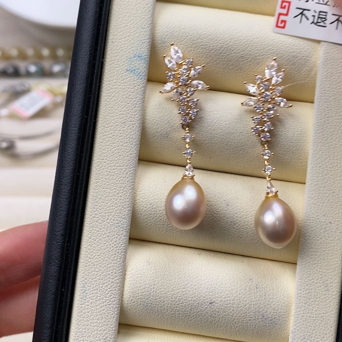 海水珍珠耳饰银S925镶嵌