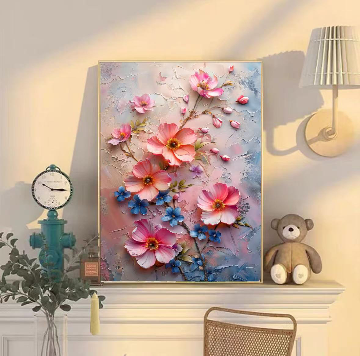 LD-022绮蓝粉韵 50×80cm中格三股线十字绣满绣无勾边