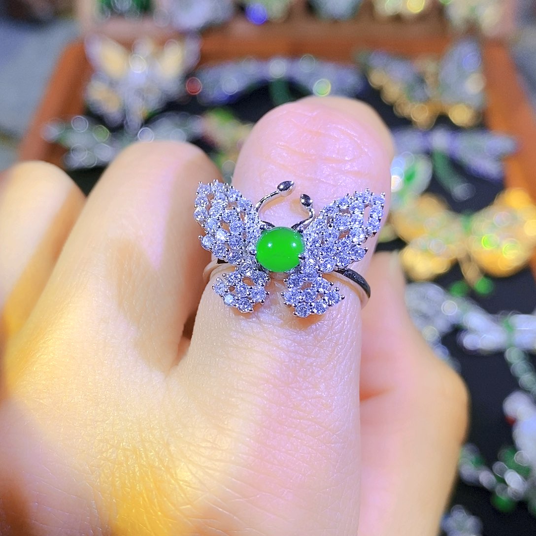 吊坠(不含链)银S925镀金镶嵌翡翠