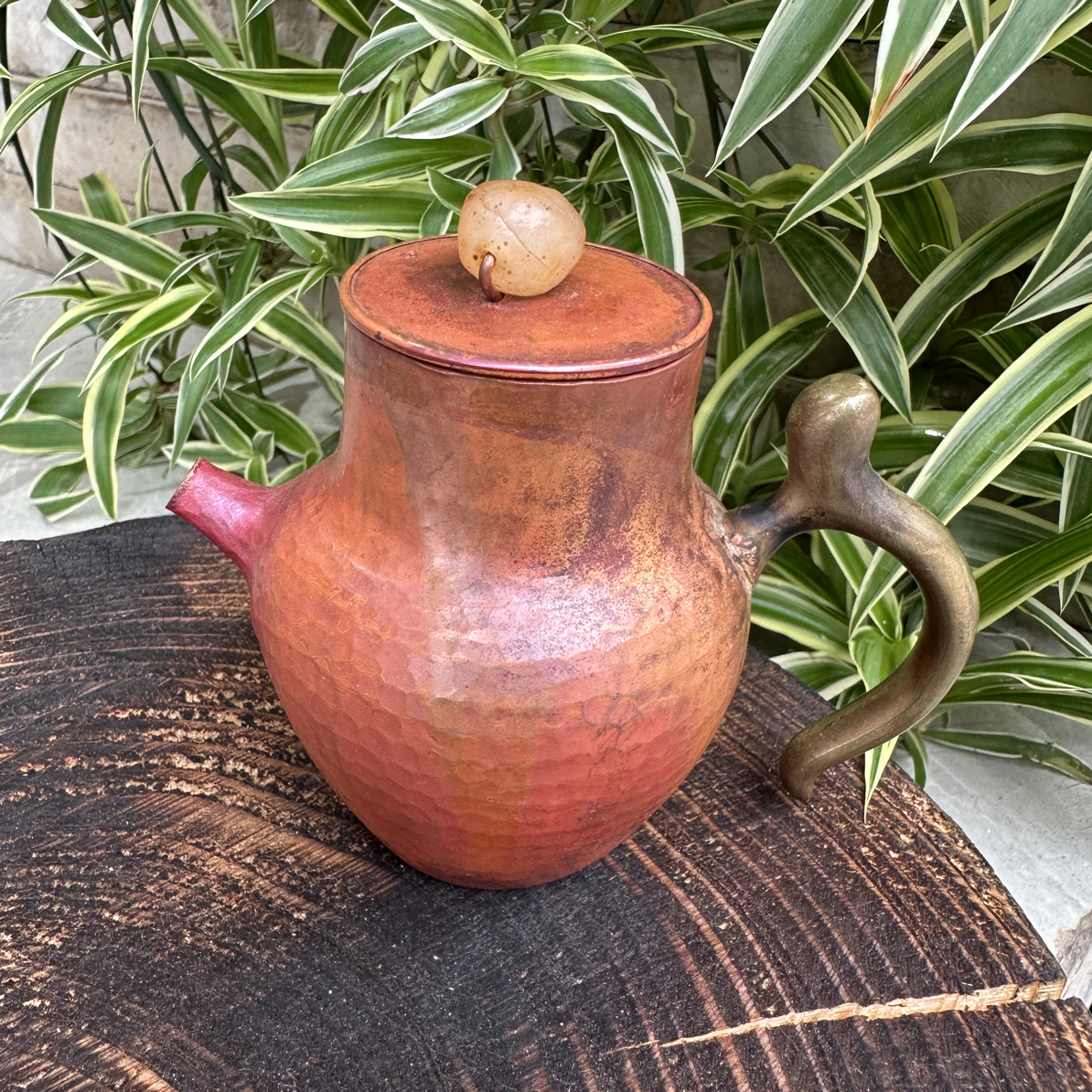 纯紫铜手工制作120毫升高温烤色茶壶