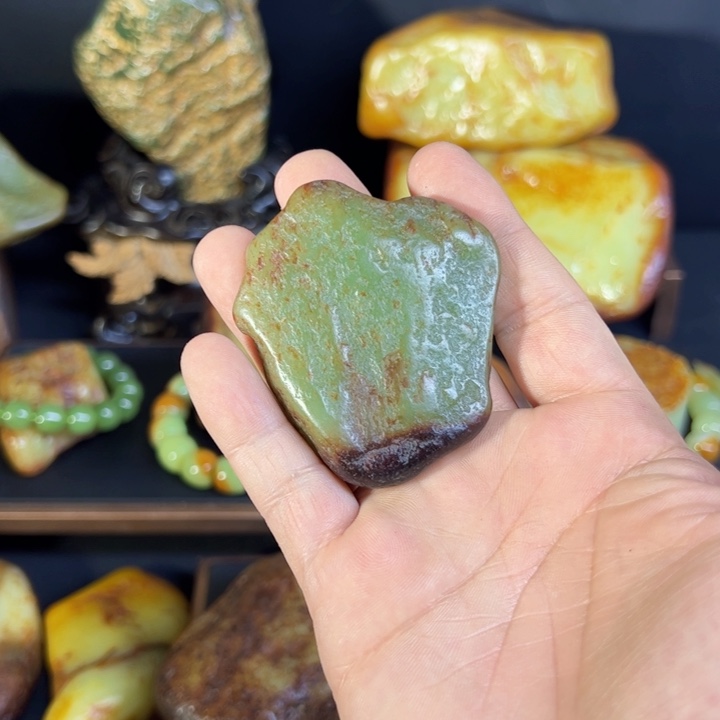 和田玉未镶嵌套链牛*牛