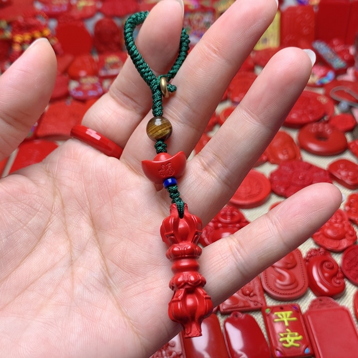 天然辰砂工艺品朱砂钥匙扣