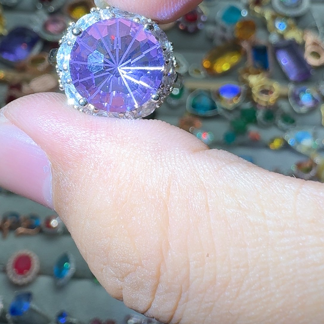 绿水晶戒指银S925镶嵌