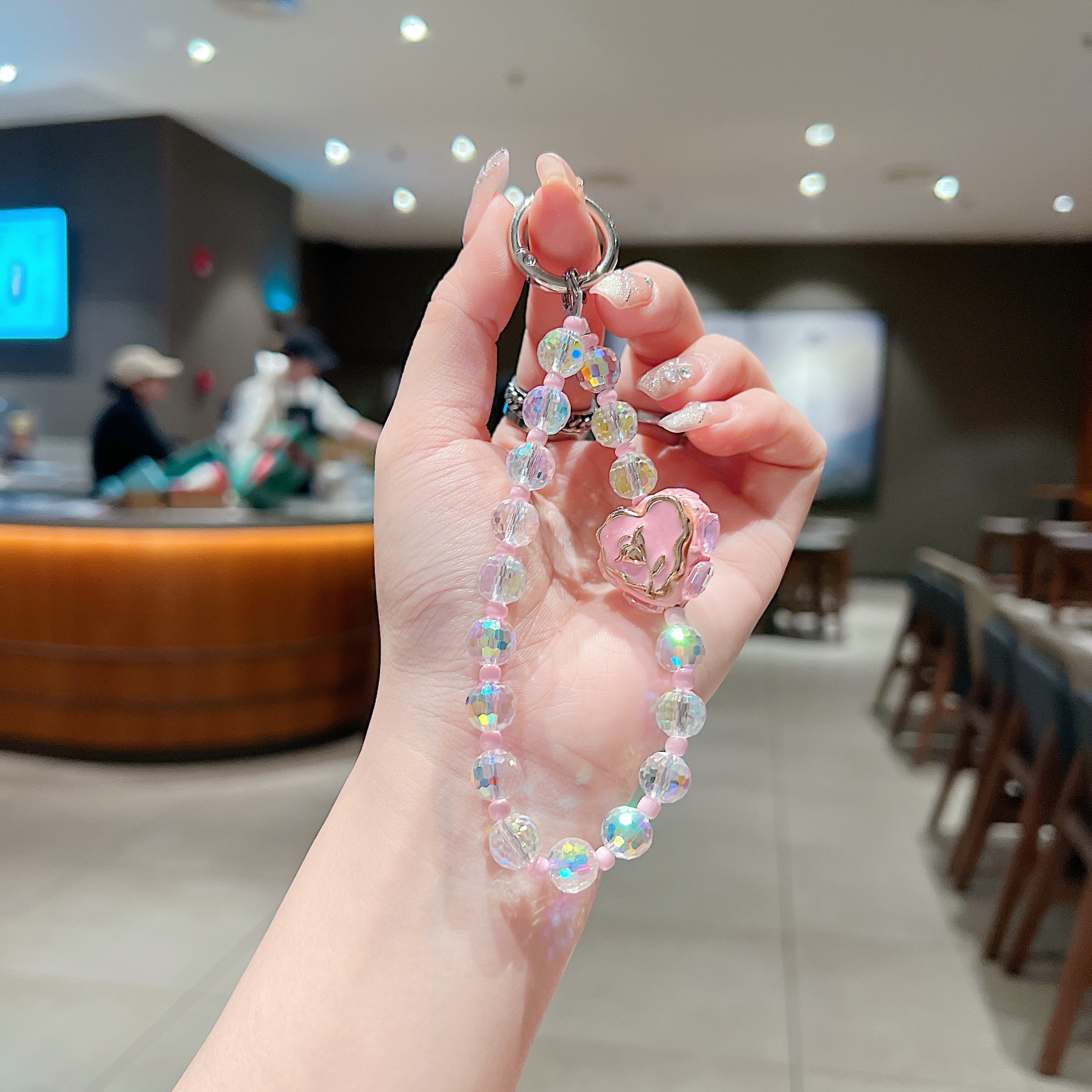高级感水晶手机挂链精品手工串珠手机链手腕手提链包包挂件钥匙扣