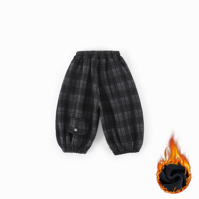 【加绒】儿童休闲裤冬季新款男童长裤韩版格子束脚保暖裤子CK413