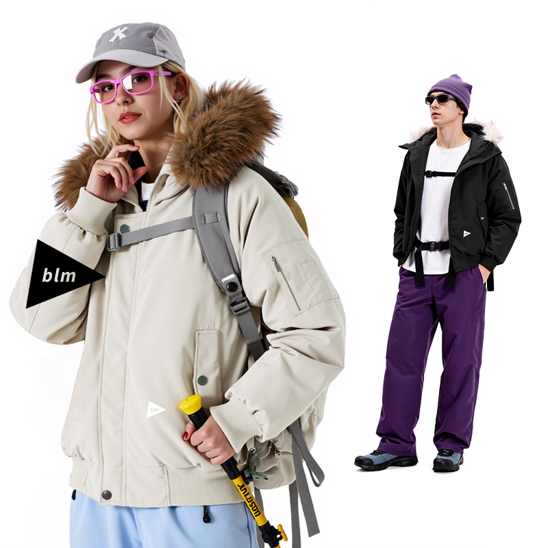 ▶blm城市机能毛领连帽棉衣男女蓄热保暖棉服秋冬加厚防寒通勤外套