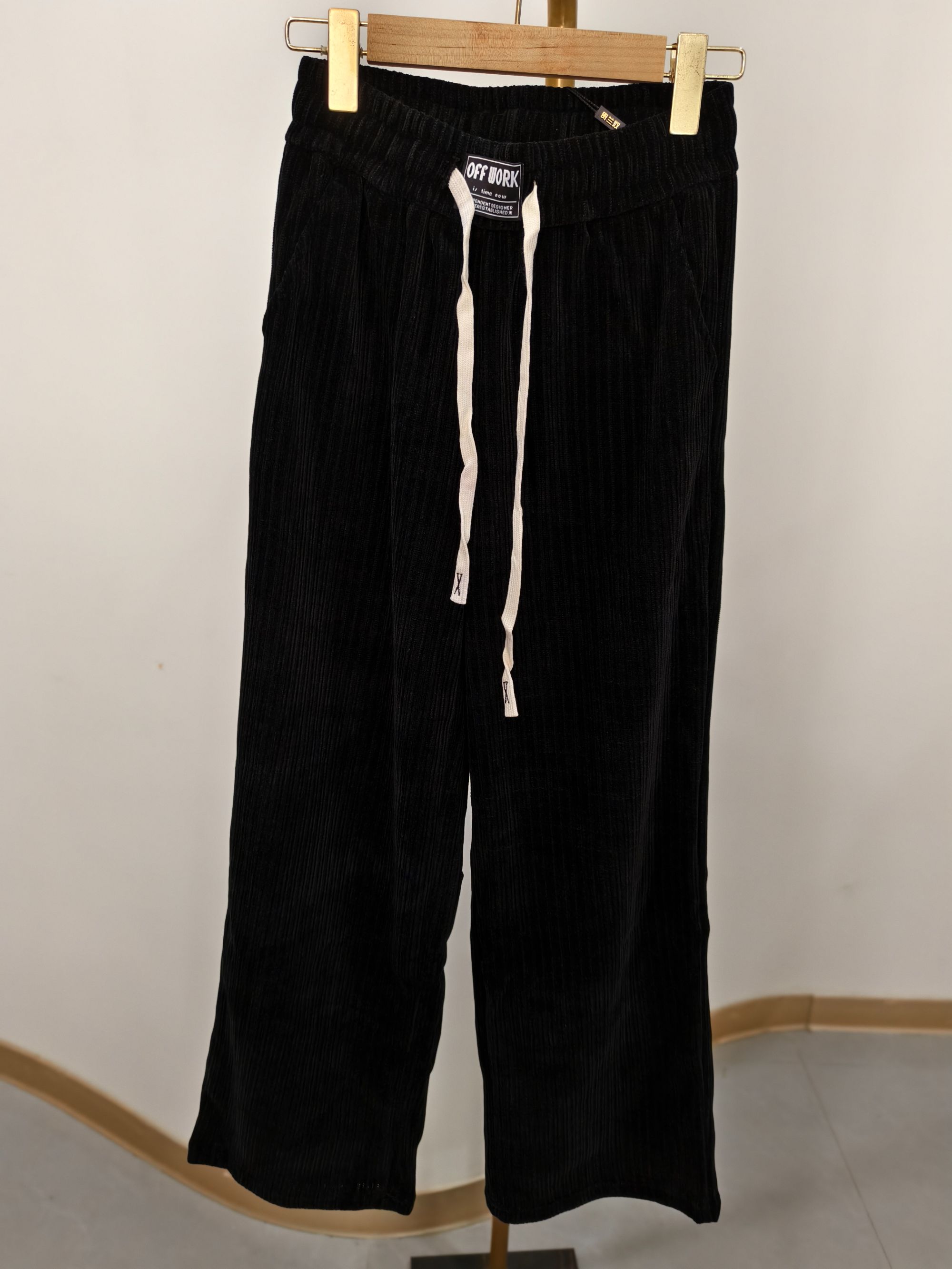 W1866休闲裤阔腿裤通勤黑色