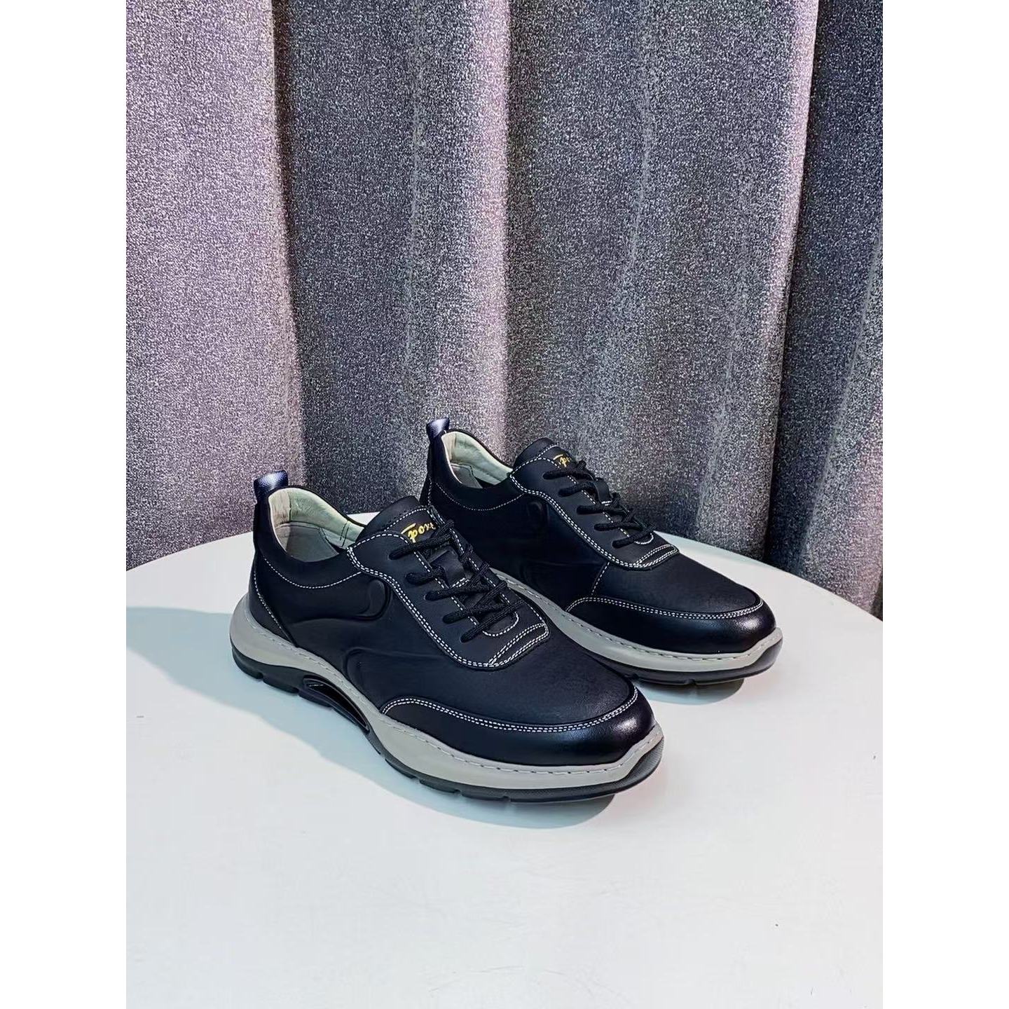 C2088  黑色 高端舒适真皮时尚男士休闲鞋