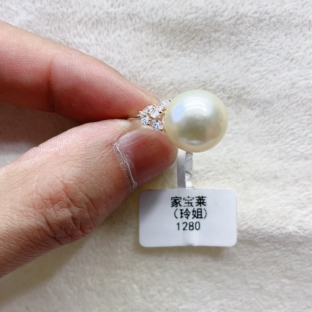 海水珍珠戒指18K金镶嵌